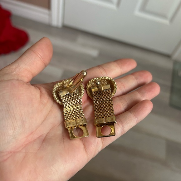 4/$100 Gold Mesh men vintage cufflinks  with Tiger's Eye 👨 - Picture 6 of 7